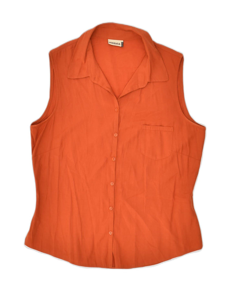 YESSICA Womens Sleeveless Shirt Blouse UK 12 Medium Orange Viscose | Vintage Yessica | Thrift | Second-Hand Yessica | Used Clothing | Messina Hembry 