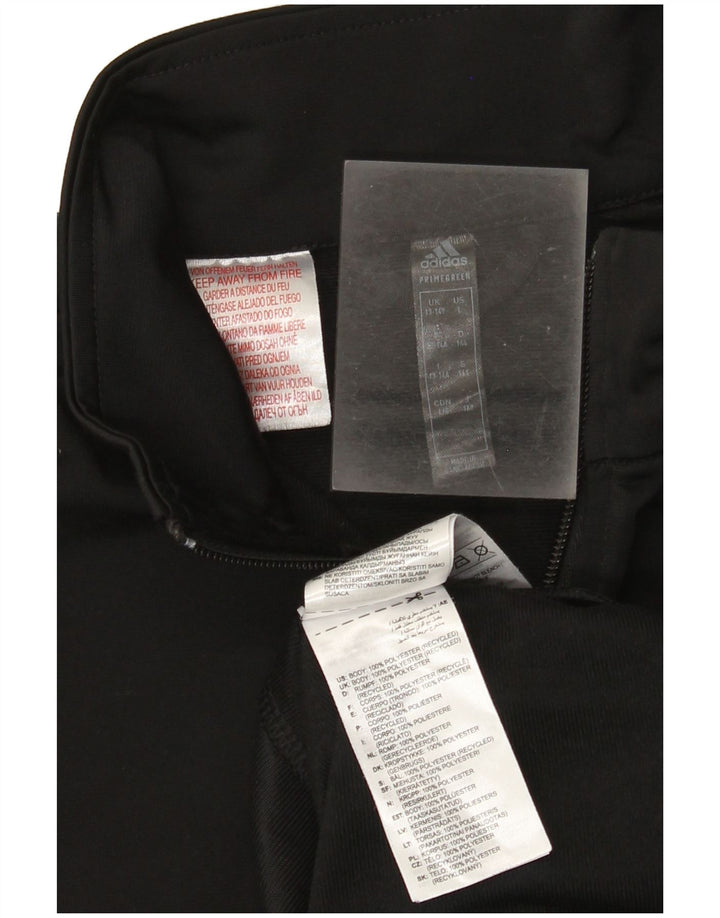 Adidas Boys Graphic Tracksuit Top Jacket 13-14 Years Black Polyester