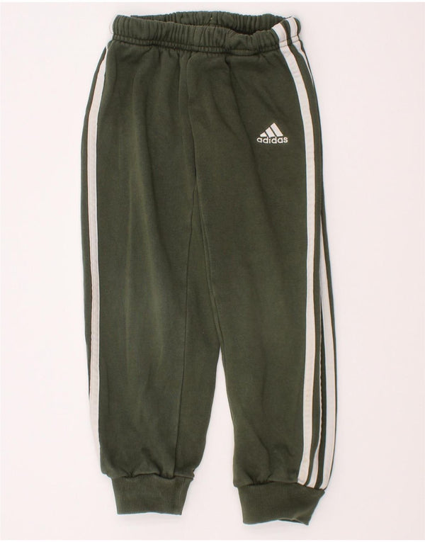 Adidas Boys Tracksuit Trousers Joggers 4-5 Years  Green Cotton