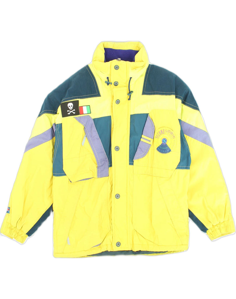 COLMAR Mens Hooded Windbreaker Jacket IT 46 Medium Yellow Colourblock | Vintage Colmar | Thrift | Second-Hand Colmar | Used Clothing | Messina Hembry 