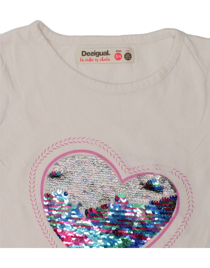 DESIGUAL Girls Graphic Top Long Sleeve 3-4 Years Grey Geometric | Vintage Desigual | Thrift | Second-Hand Desigual | Used Clothing | Messina Hembry 