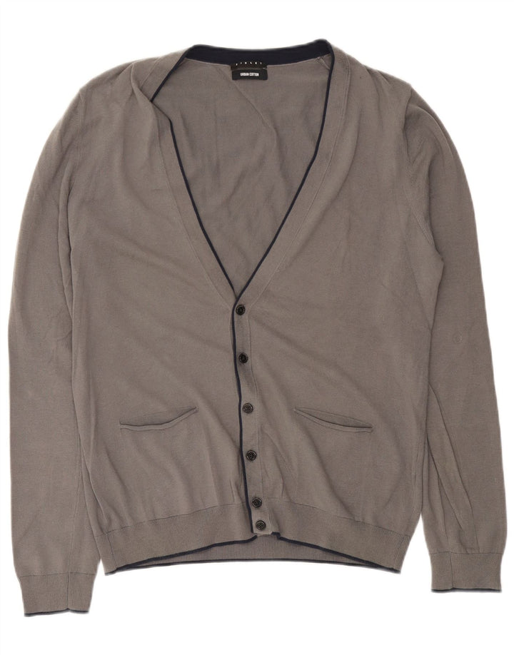 Sisley Mens Cardigan Sweater Large Grey Cotton