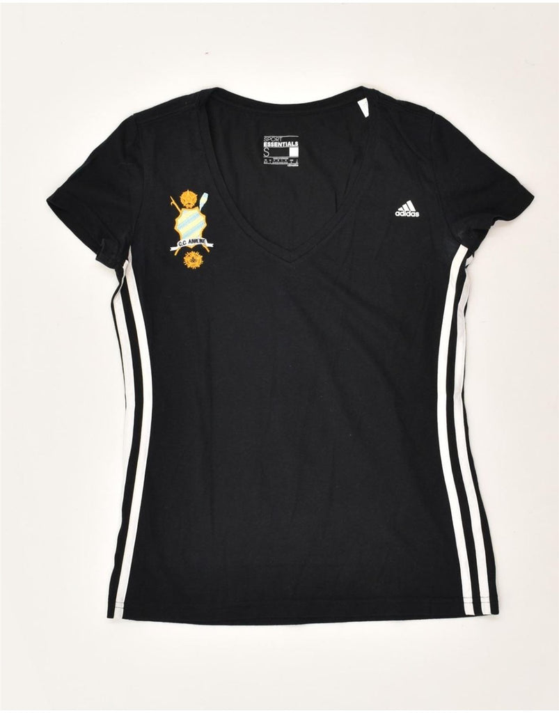 ADIDAS Womens Climalite T-Shirt Top UK 8/10 Small Black Cotton | Vintage Adidas | Thrift | Second-Hand Adidas | Used Clothing | Messina Hembry 