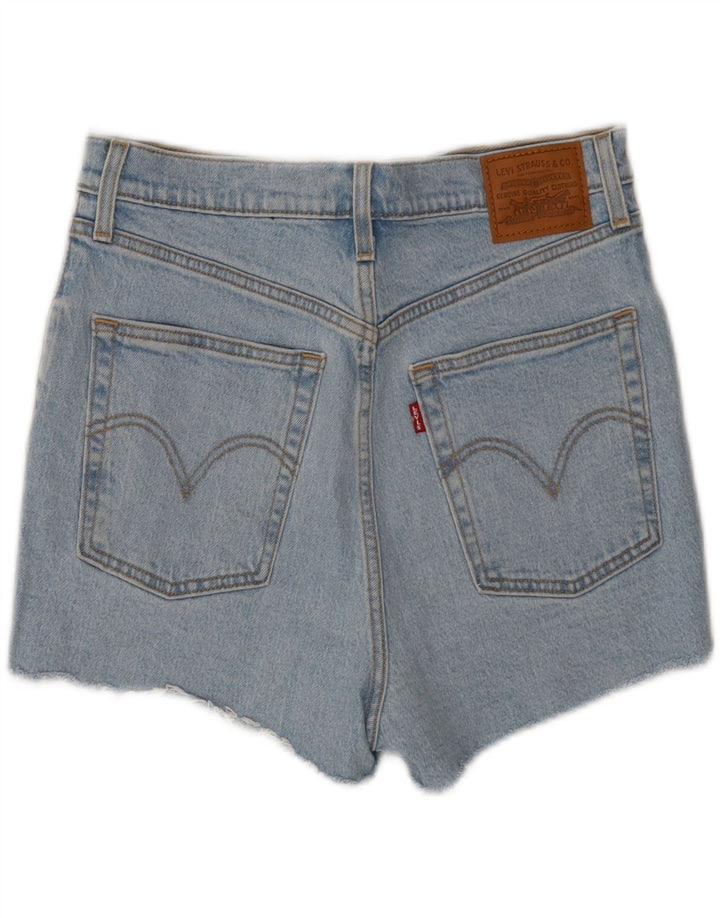 LEVI'S Womens Ribcage High Waist Distressed Denim Shorts W30 Medium Blue