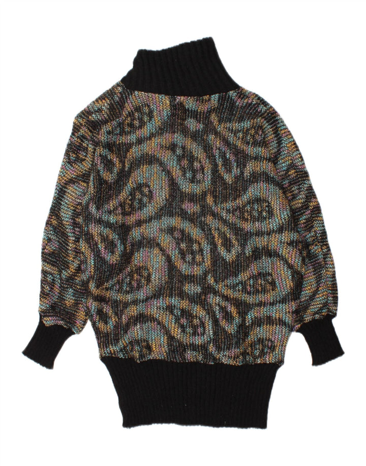 CHIC Womens Oversized Turtle Neck Jumper Sweater EU 42 Large Black Paisley Vintage Chic and Second-Hand Chic from Messina Hembry 