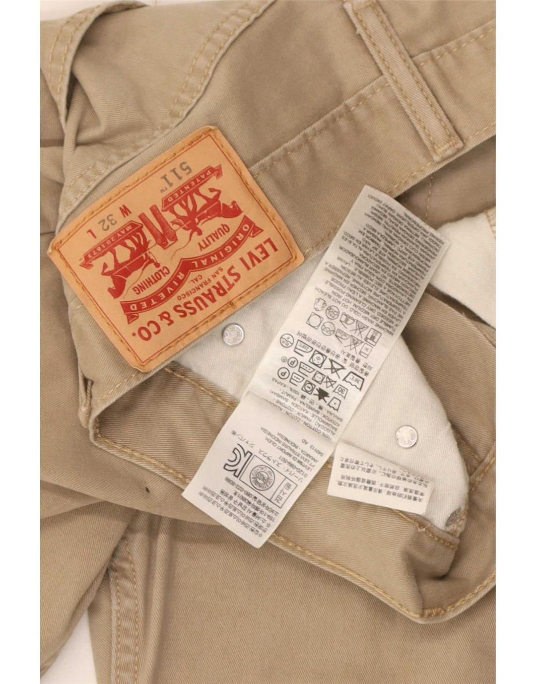 Levi's Mens 511 Casual Shorts W32 Medium Beige Cotton