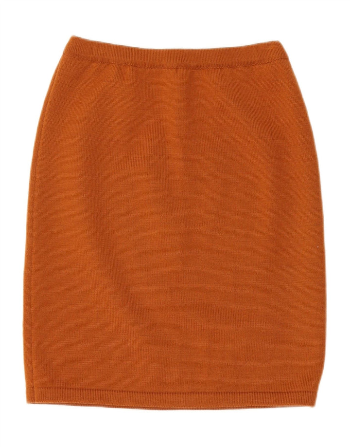 VINTAGE Womens Knit 2 Piece Skirt Set UK 14 Medium W28  Brown Geometric