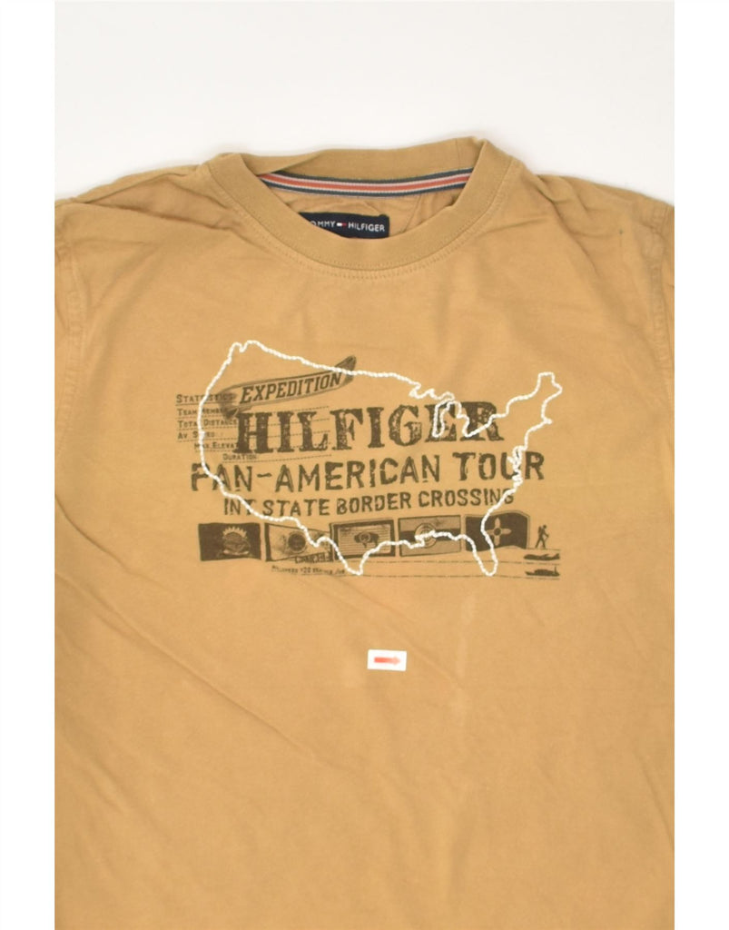 TOMMY HILFIGER Boys Graphic T-Shirt Top 7-8 Years Brown Cotton | Vintage Tommy Hilfiger | Thrift | Second-Hand Tommy Hilfiger | Used Clothing | Messina Hembry 