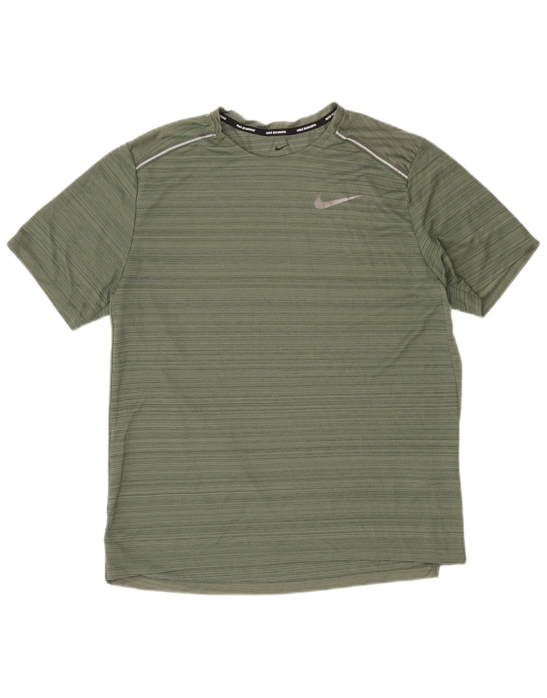Nike Mens Dri Fit T-Shirt Top Large Green Pinstripe Polyester