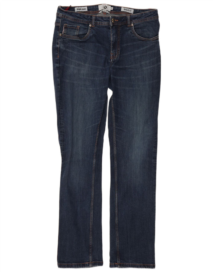 Dack's Mens Regular Straight Jeans IT 50 Large W34 L32 Blue Cotton