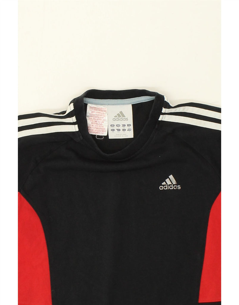 ADIDAS Boys Climalite Graphic T-Shirt Top 9-10 Years Black Colourblock | Vintage Adidas | Thrift | Second-Hand Adidas | Used Clothing | Messina Hembry 