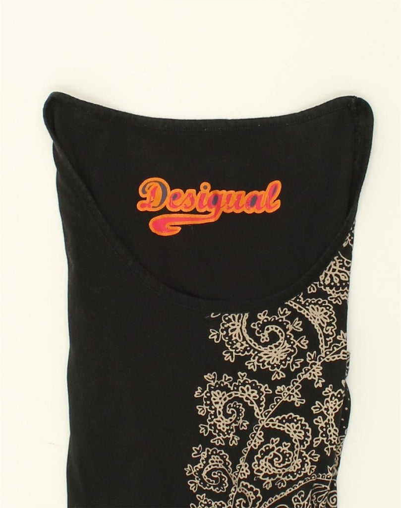 DESIGUAL Womens Tunic Top UK 14 Medium Black | Vintage Desigual | Thrift | Second-Hand Desigual | Used Clothing | Messina Hembry 