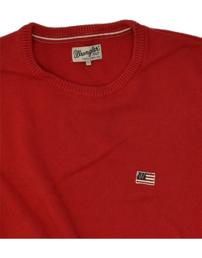 WRANGLER Mens Crew Neck Jumper Sweater Large Red Cotton | Vintage Wrangler | Thrift | Second-Hand Wrangler | Used Clothing | Messina Hembry 