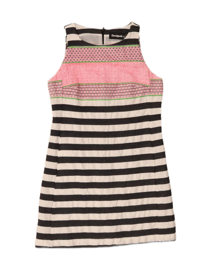DESIGUAL Womens Sleeveless Basic Dress EU 38 Medium Multicoloured Striped Vintage Desigual and Second-Hand Desigual from Messina Hembry 