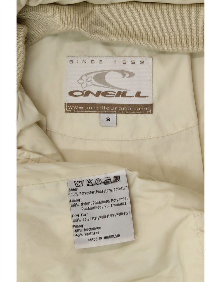O'Neill Mens Hooded Padded Jacket UK 36 Small Off White Polyester