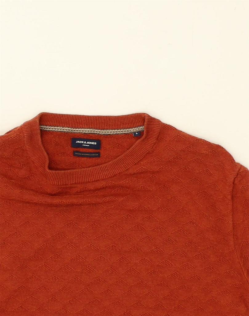 JACK & JONES Mens Crew Neck Jumper Sweater Large Orange Cotton | Vintage Jack & Jones | Thrift | Second-Hand Jack & Jones | Used Clothing | Messina Hembry 