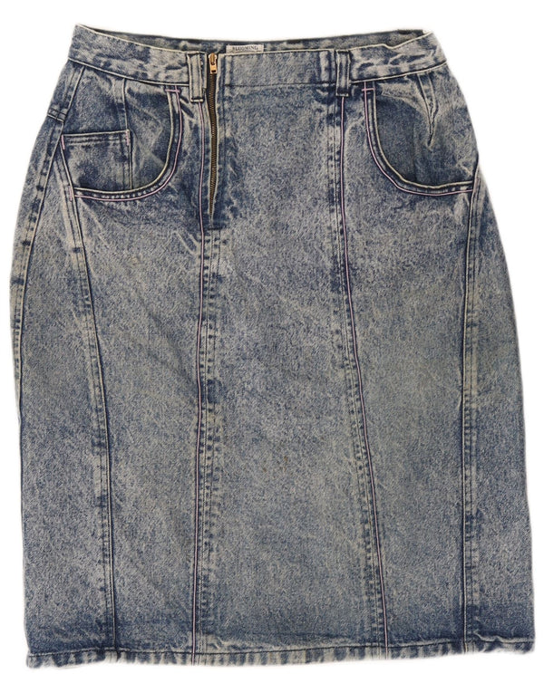 Blooming Womens Acid Wash Denim Skirt W30 Medium Blue Retro