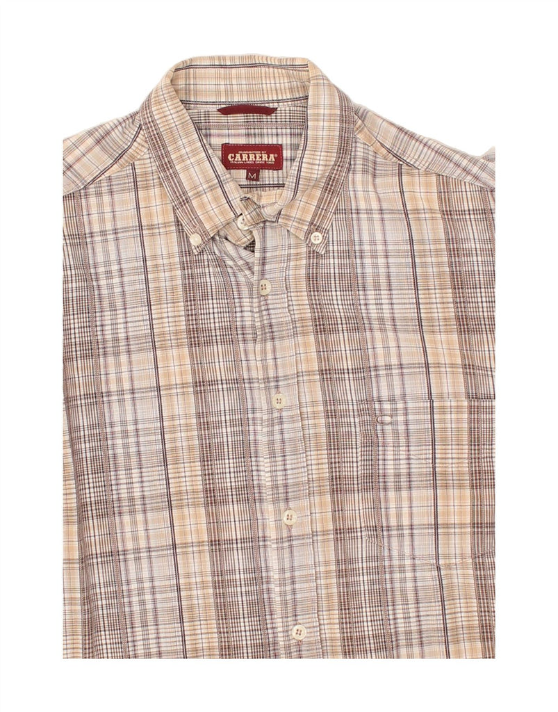 CARRERA Mens Shirt Medium Beige Check Cotton | Vintage Carrera | Thrift | Second-Hand Carrera | Used Clothing | Messina Hembry 