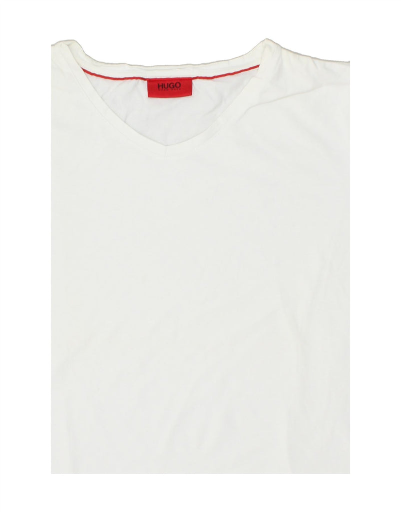 HUGO BOSS Womens T-Shirt Top UK 14 Medium White | Vintage Hugo Boss | Thrift | Second-Hand Hugo Boss | Used Clothing | Messina Hembry 