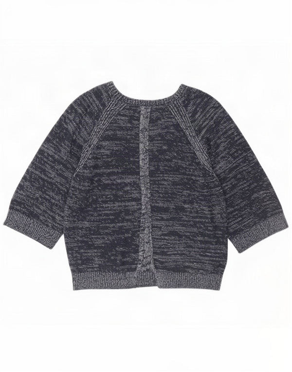 Massimo Dutti Womens Boat Neck Jumper Sweater UK 16 Large Navy Blue Flecked