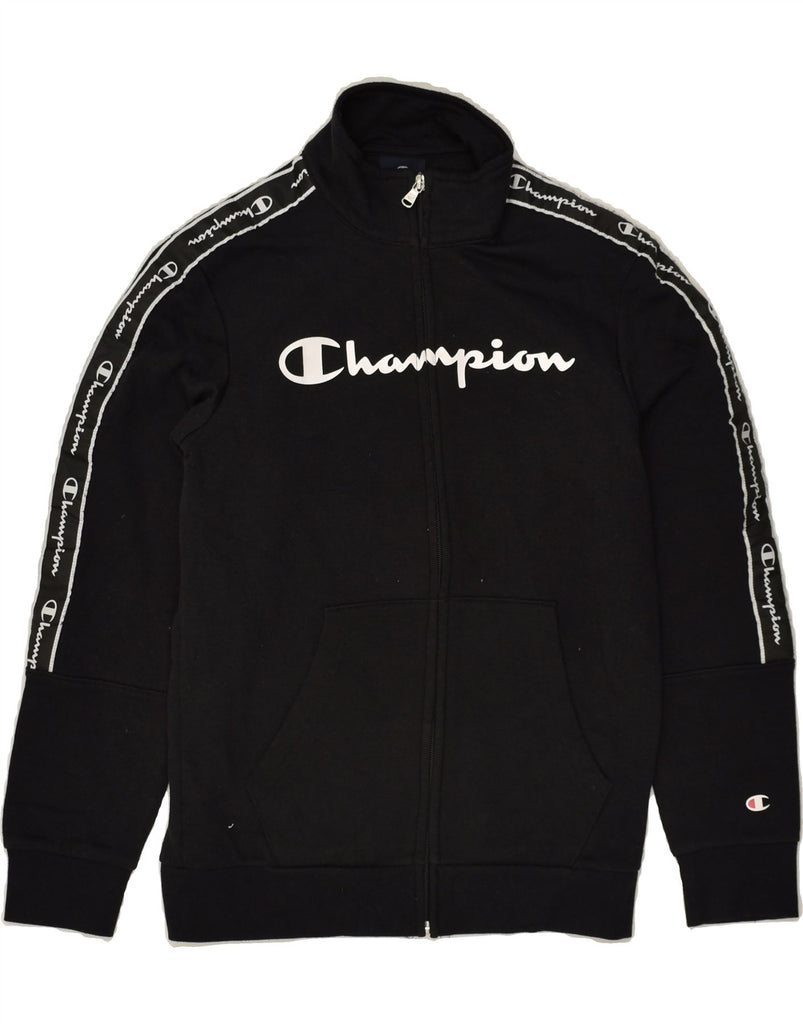 CHAMPION Boys Graphic Tracksuit Top Jacket 11-12 Years Large Black Cotton | Vintage Champion | Thrift | Second-Hand Champion | Used Clothing | Messina Hembry 