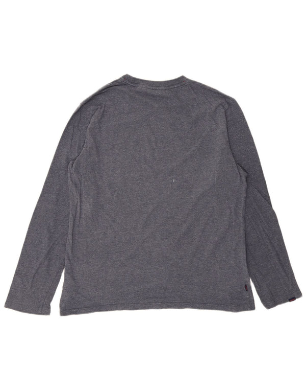 SUPERDRY Mens Top Long Sleeve XL Blue Flecked Cotton