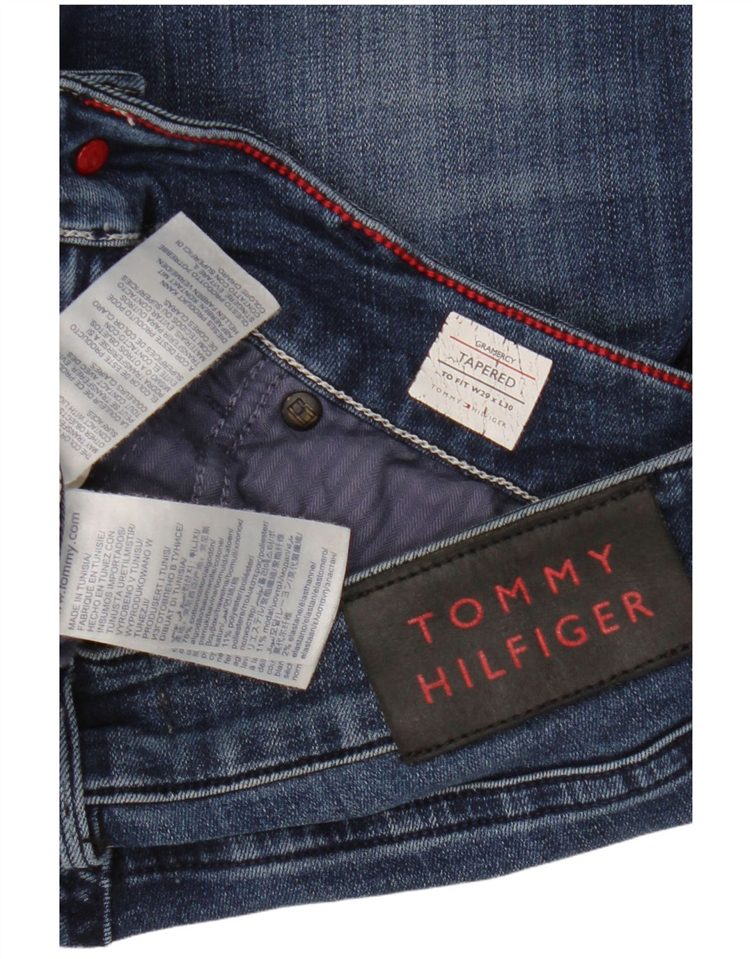 TOMMY HILFIGER Womens Gramercy Tapered Jeans W29 L30 Blue Cotton