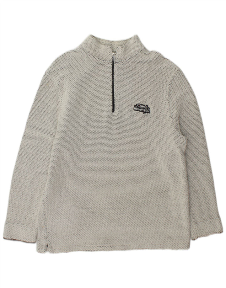 Weird Fish Mens Zip Neck Jumper Sweater XL Grey Cotton