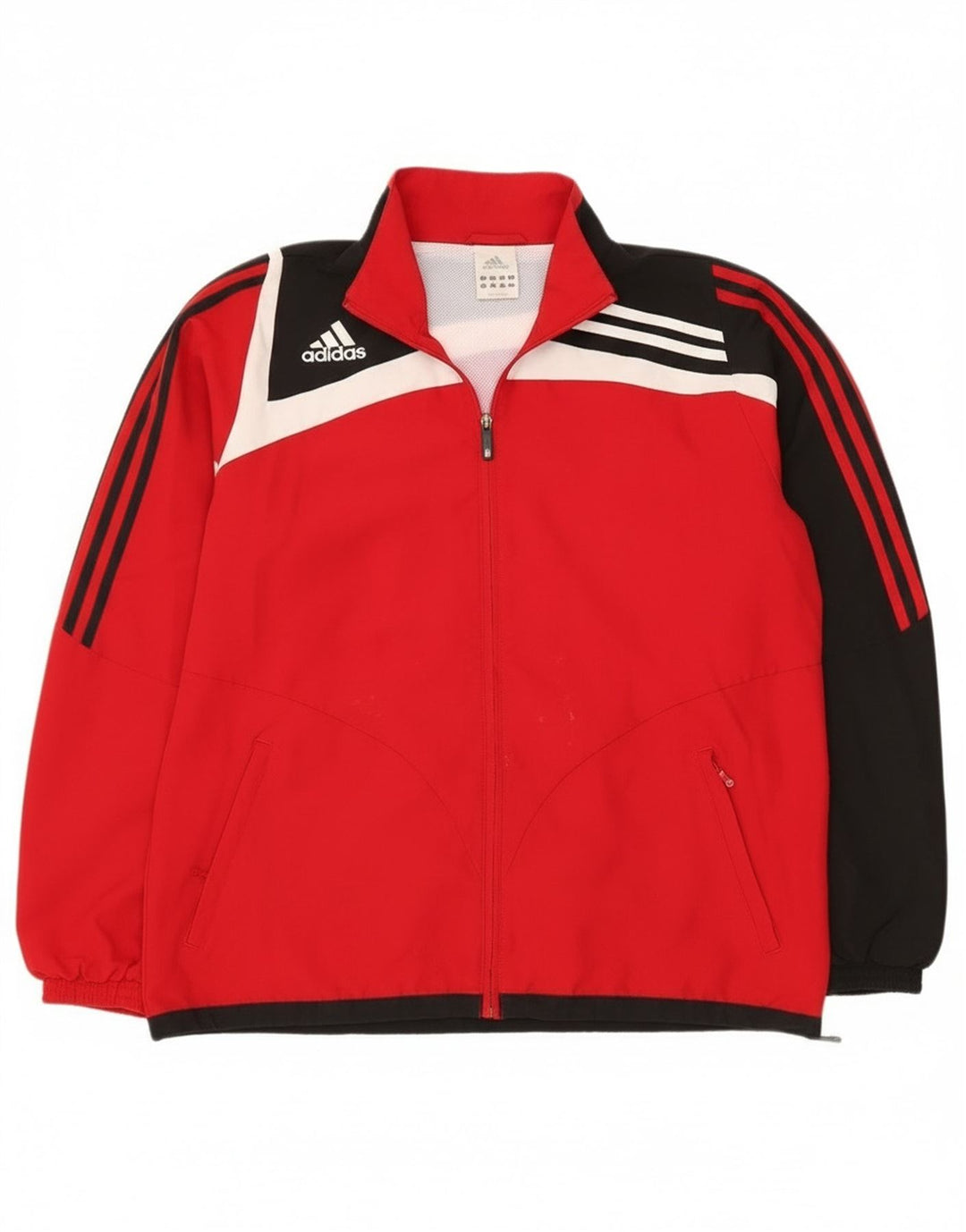 Adidas Mens Tracksuit Top Jacket UK 42/44 Large Red Colourblock Polyester
