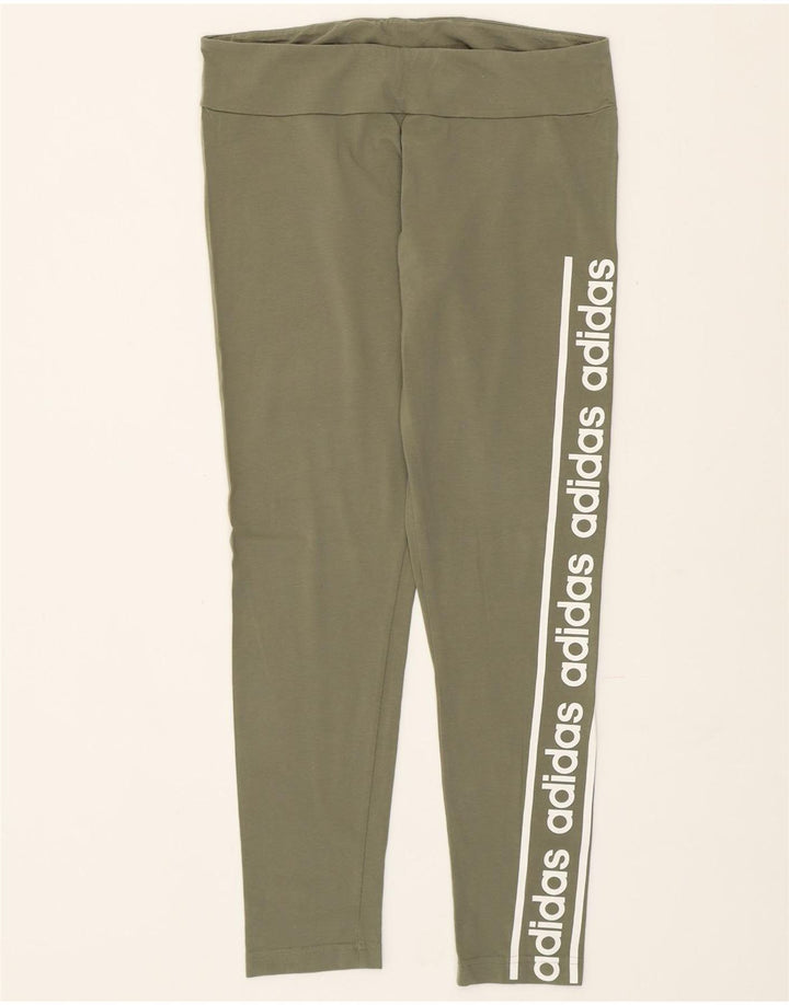 ADIDAS Womens Graphic Leggings UK 16/18 Large  Khaki