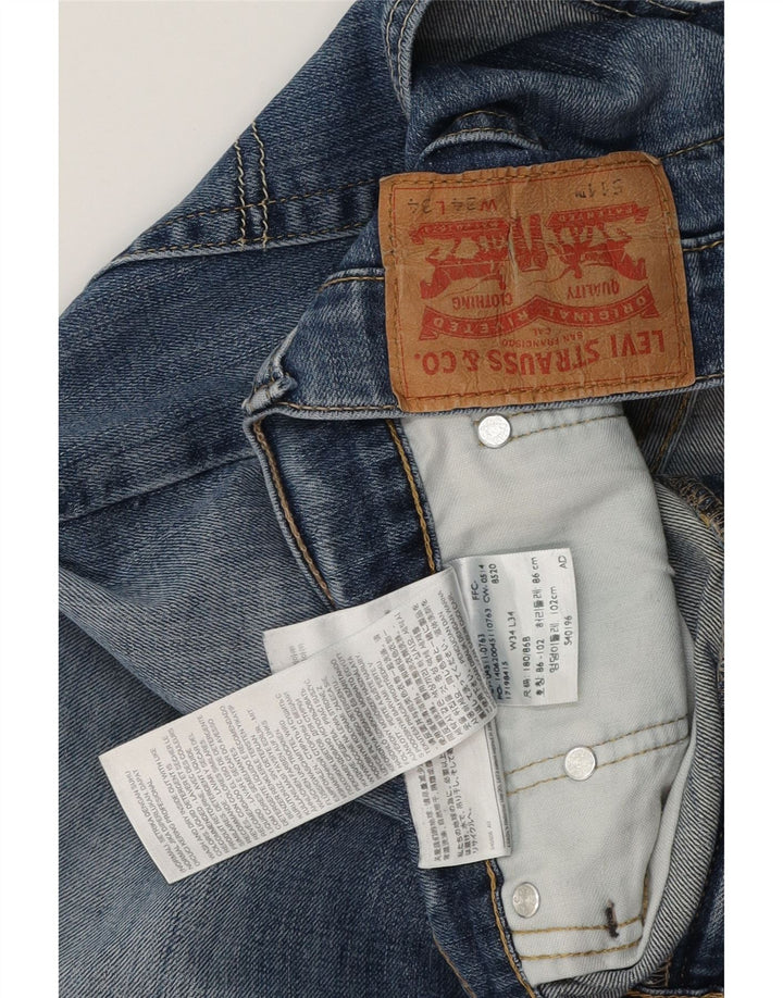 Levi's Mens 511 Distressed Slim Jeans W34 L29 Blue Cotton