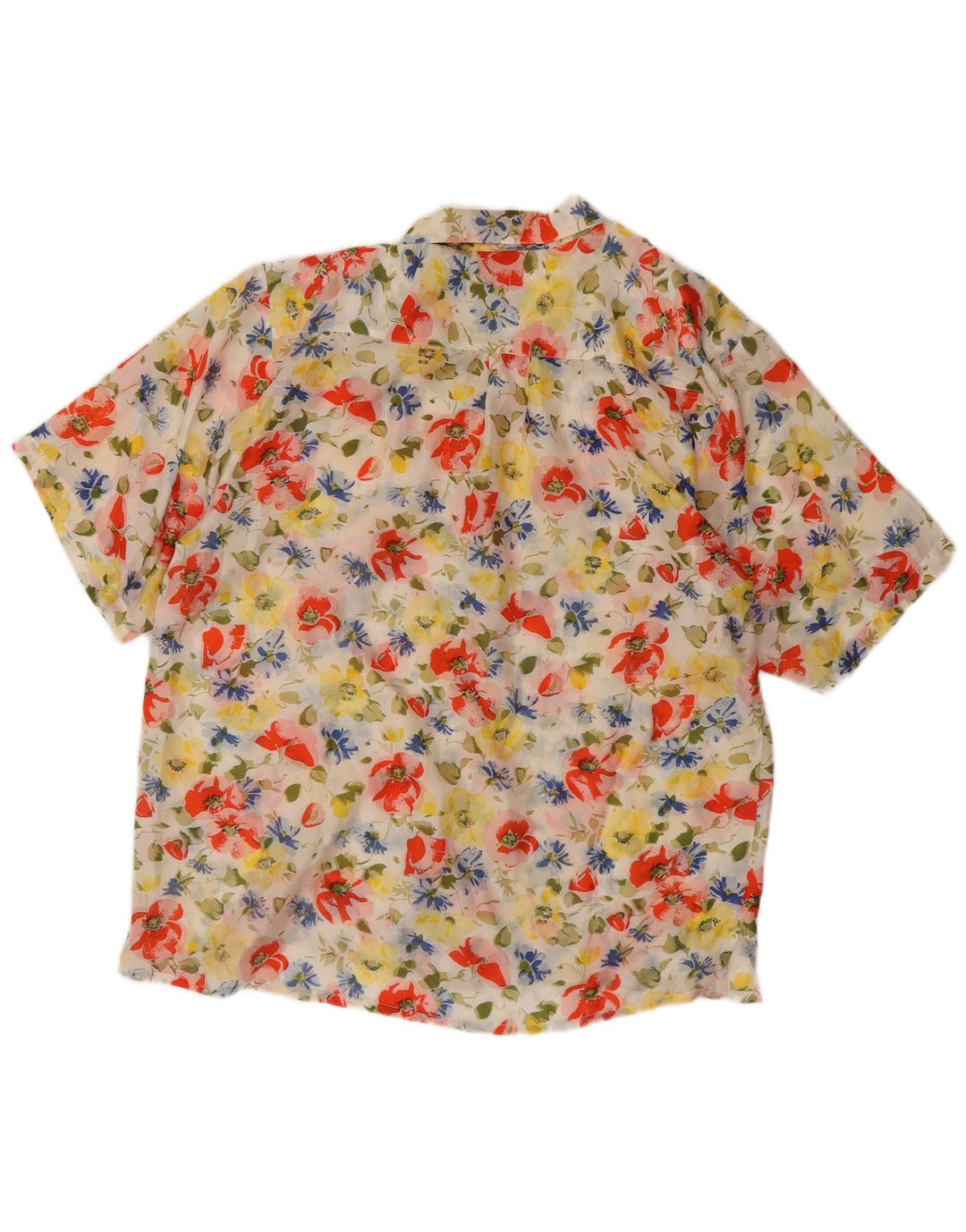 Vintage Mens Short Sleeve Shirt Large Multicoloured Floral Silk