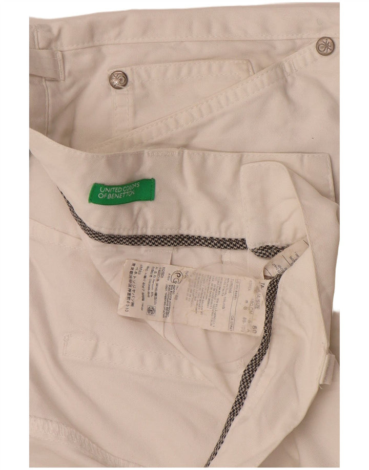Benetton Mens Cargo Shorts IT 50 Large W34 White Cotton