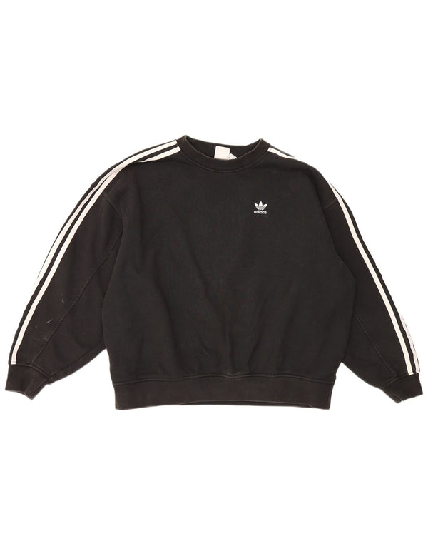 Adidas Womens Oversized Sweatshirt Jumper UK 6 XS Black Cotton