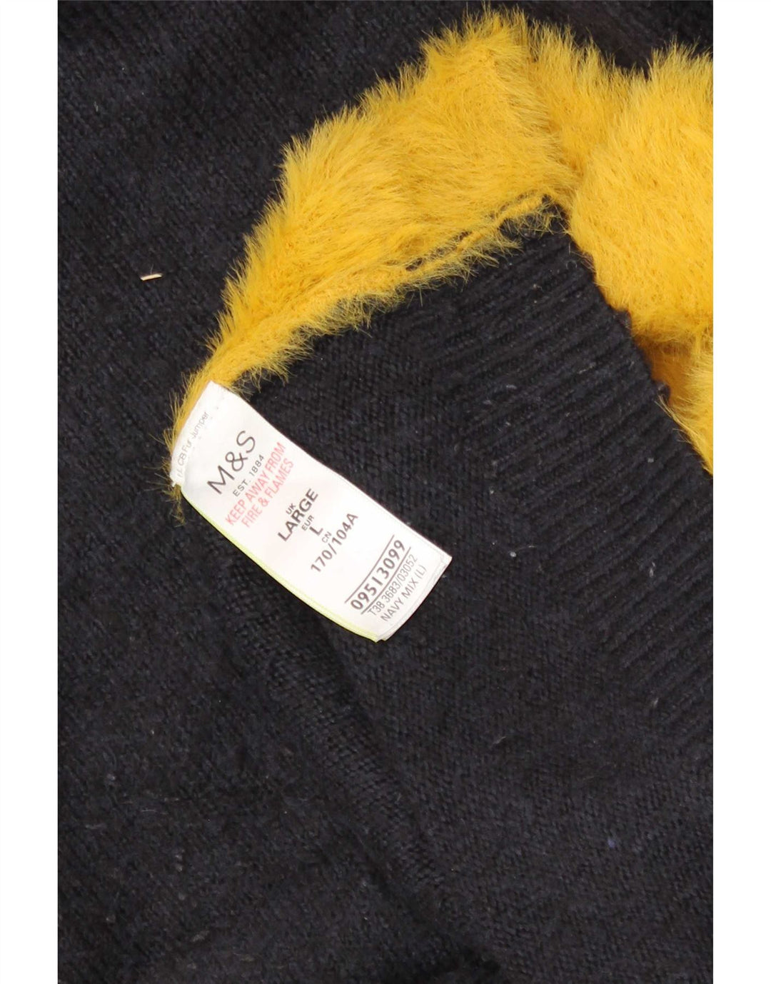 Marks & Spencer Mens Turtle Neck Jumper Sweater Large Navy Blue Colourblock
