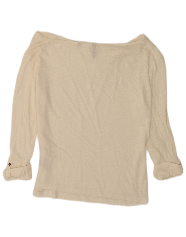 Woolrich Womens 3/4 Sleeve Oversized Off Shoulder Top UK 10 Small White