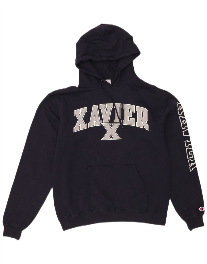 CHAMPION Mens Xavier Graphic Hoodie Jumper Medium Navy Blue Cotton