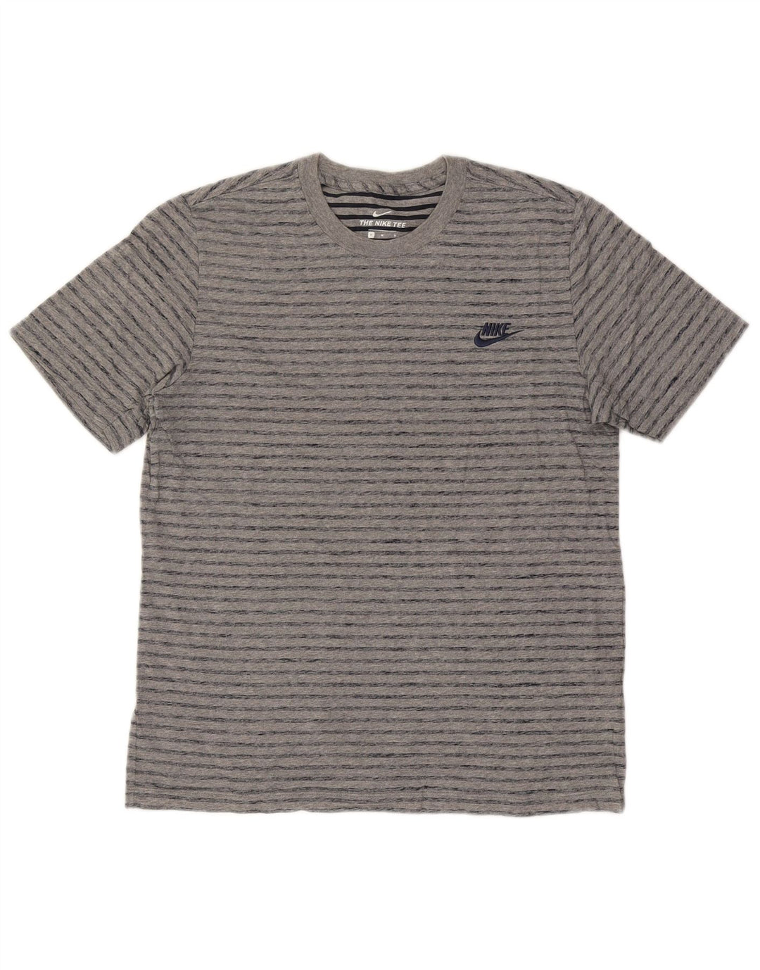 Nike Mens T-Shirt Top Medium Grey Striped Cotton