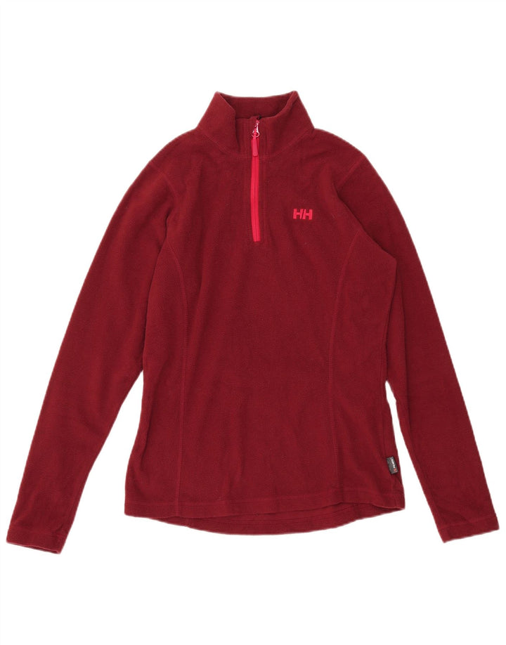 HELLY HANSEN Womens Zip Neck Fleece Jumper UK 10 Small Maroon Polyester