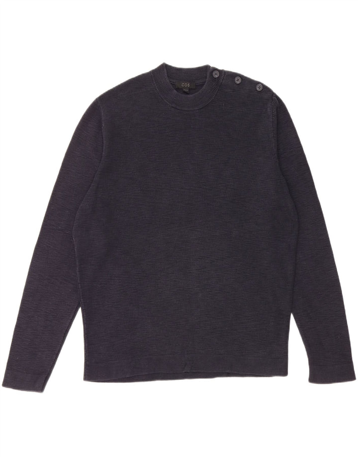 COS Mens Crew Neck Jumper Sweater Large Navy Blue Cotton
