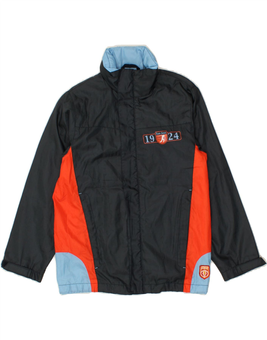 BRUGI Boys Hooded Rain Jacket 9-10 Years Black Colourblock Polyamide Vintage Brugi and Second-Hand Brugi from Messina Hembry 