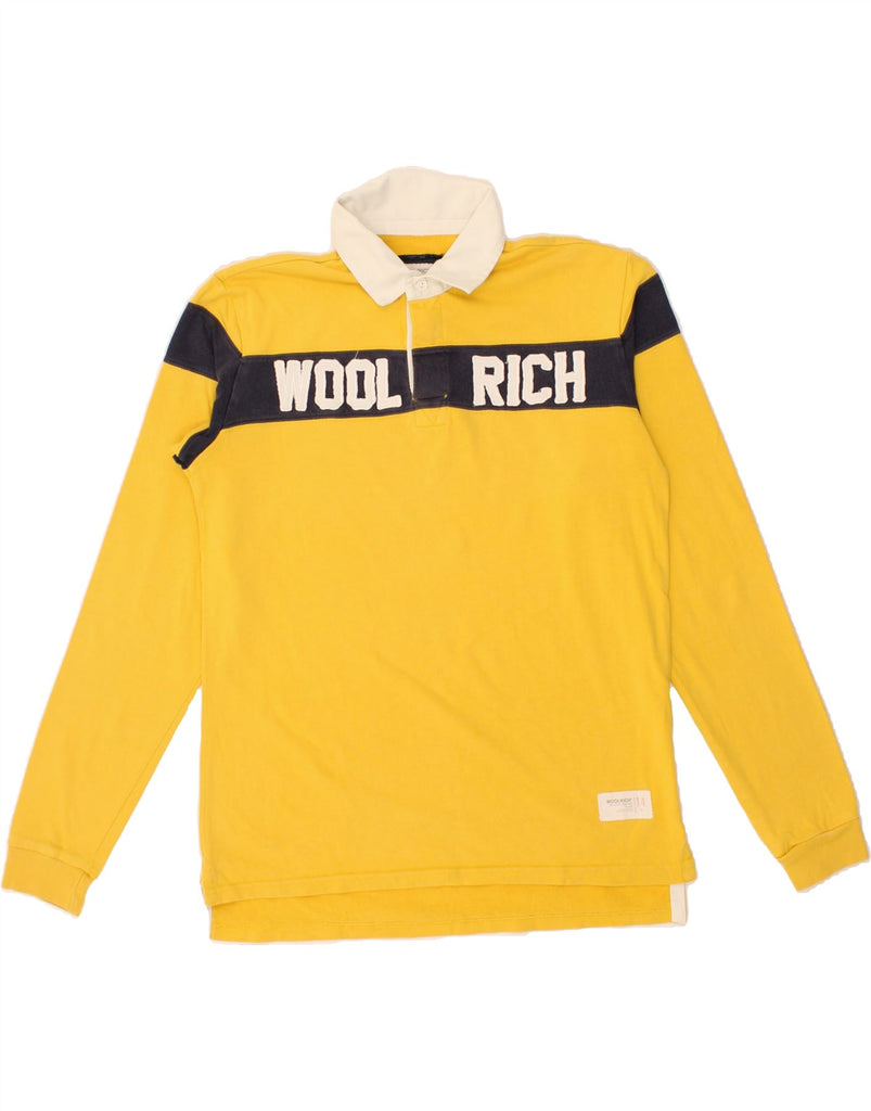 WOOLRICH Boys Graphic Long Sleeve Polo Shirt 13-14 Years Yellow Vintage Woolrich and Second-Hand Woolrich from Messina Hembry 