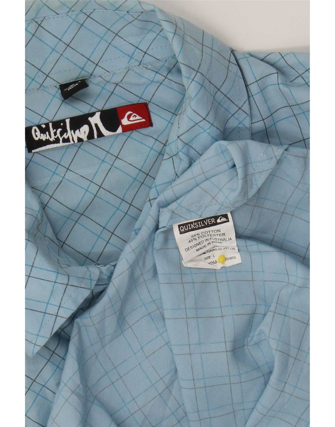Quiksilver Mens Short Sleeve Shirt Large Blue Check Cotton