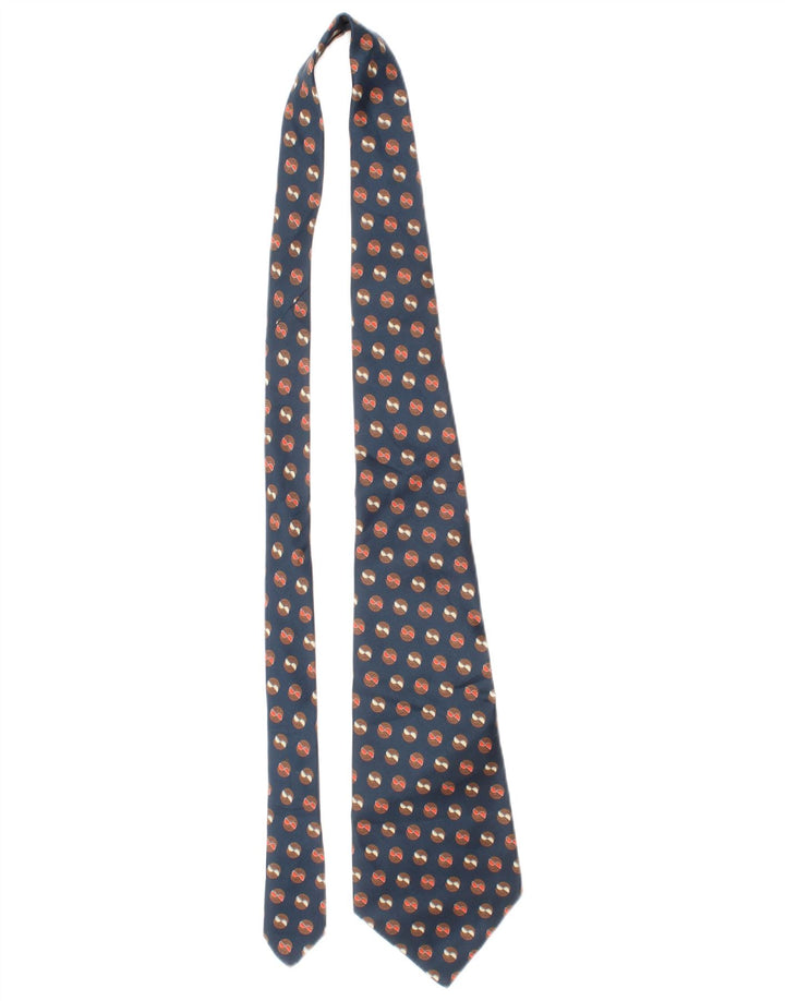 Vintage Mens Tie One Size L56 Blue Spotted Silk Classic