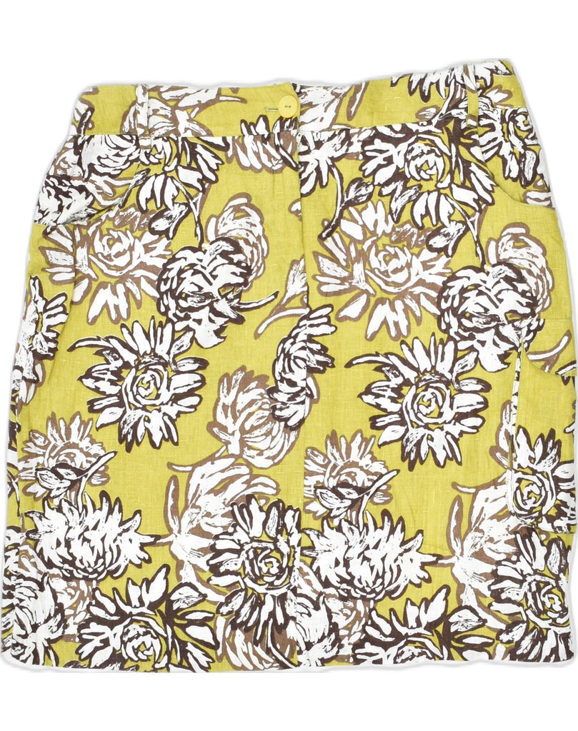 VINTAGE Womens Straight Skirt W34 Large Yellow Floral | Vintage Vintage | Thrift | Second-Hand Vintage | Used Clothing | Messina Hembry 