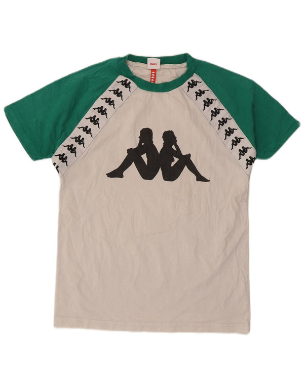 Kappa Mens Graphic T-Shirt Top Small White Colourblock Cotton