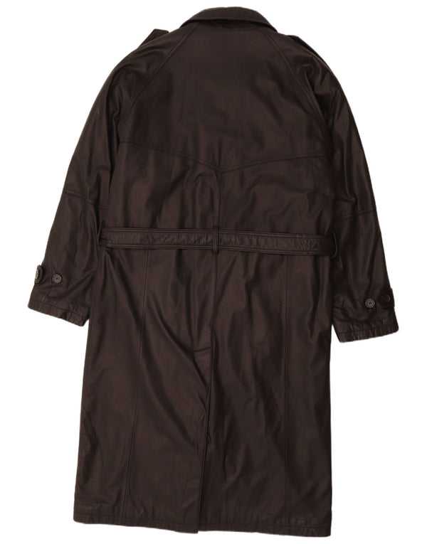 WESTBURY Mens Leather Trench Coat IT 52 XL Black Leather