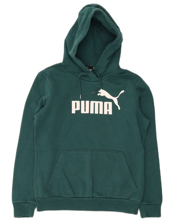 Puma Womens Graphic Hoodie Jumper UK 10 Small Green Cotton
