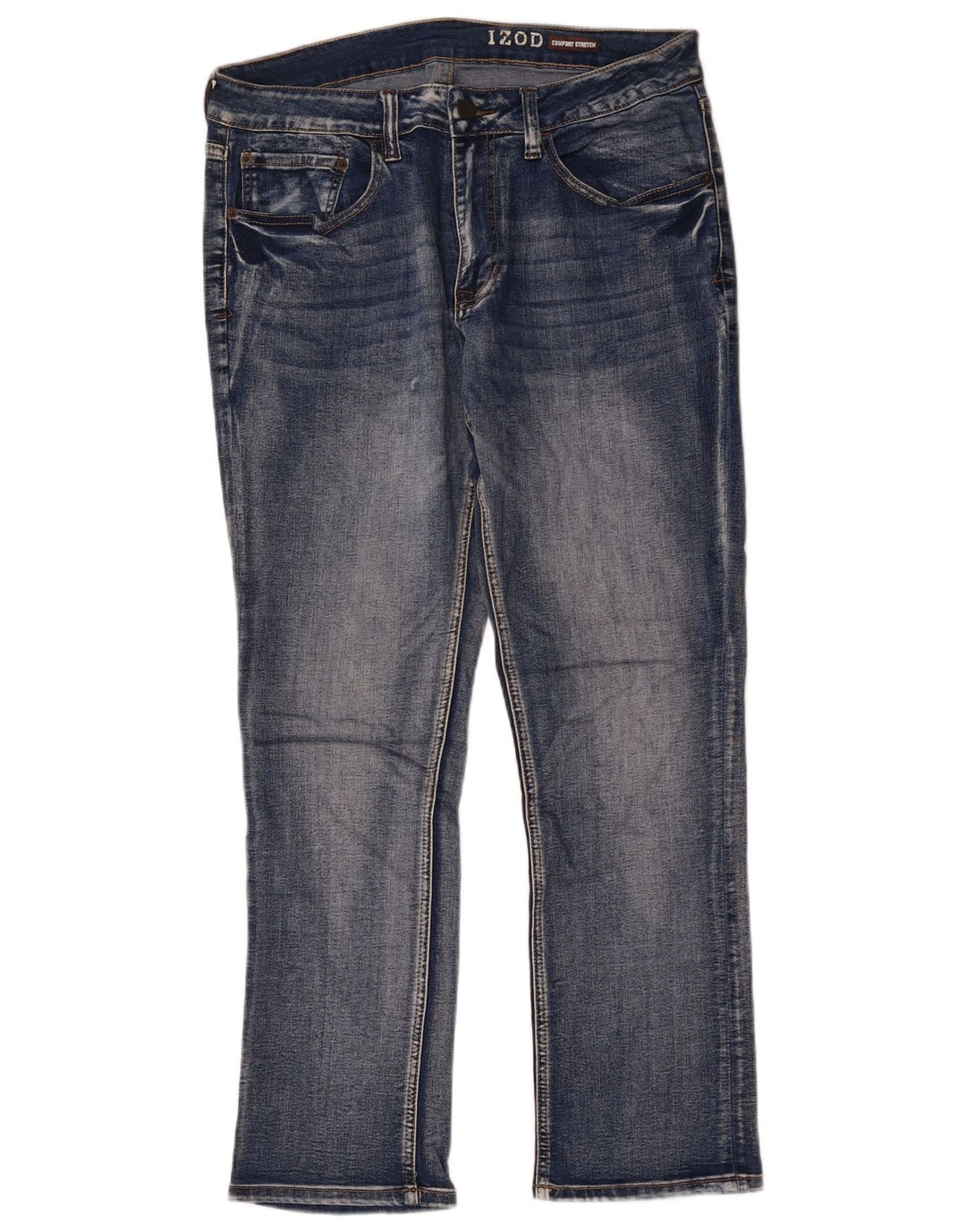 Izod Mens Comfort Stretch Slim Jeans W34 L30 Blue Cotton