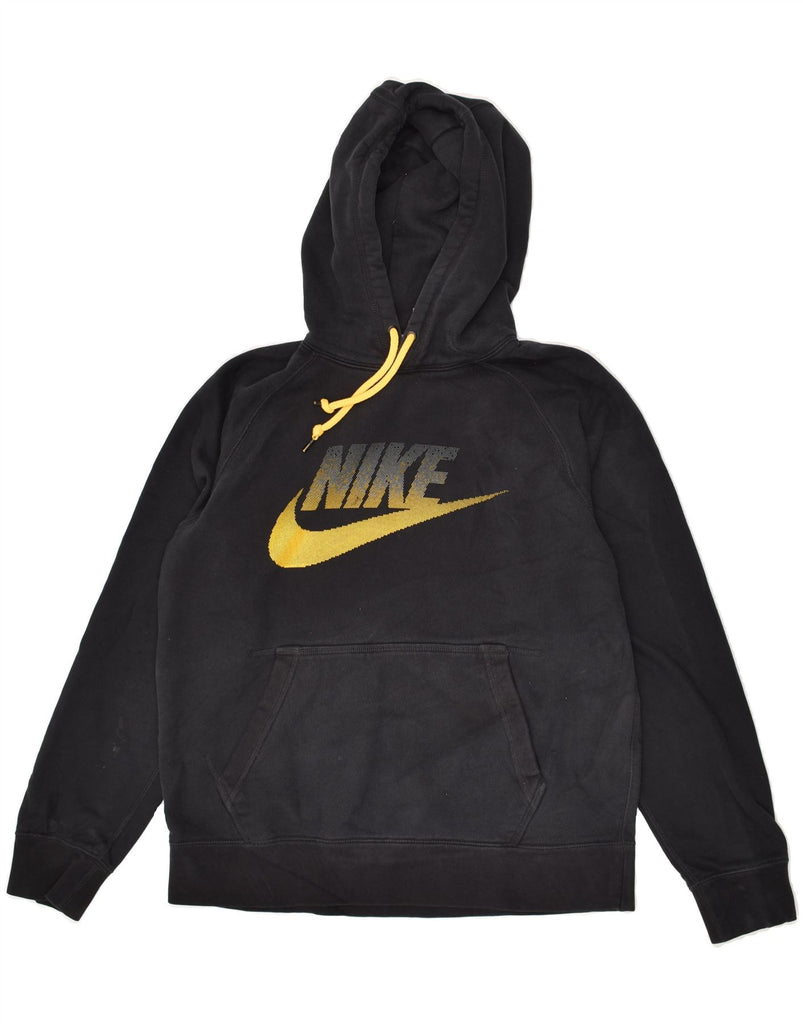 NIKE Mens Graphic Hoodie Jumper Medium Black Cotton | Vintage Nike | Thrift | Second-Hand Nike | Used Clothing | Messina Hembry 